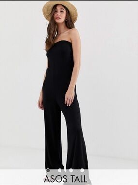 ASOS Tall Black Strapless Wide-Leg Romper Jumpsuit